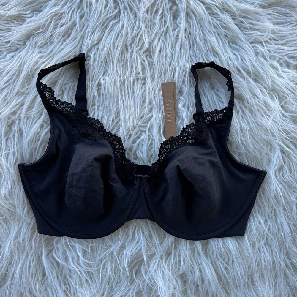 Skims Fits Everybody Lace Unlined Full Coverage Bra Onyx Size 38DDD - Picture 1 of 7